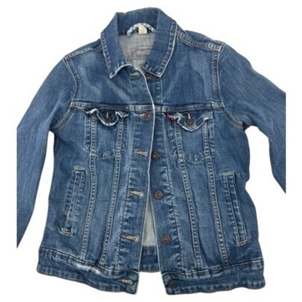 Levi's Denim Trucker Jacket Women S/P‎ Blue Medium Wash Stretch Classic Layering